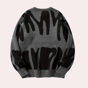 Aramis | Bredstrikket sweater med rund hals til mænd - Vintage Y2K Modern Design-Grå-Aramis | Pull Ample Tricoté pour Hommes avec Col Rond – Design Vintage Y2K Moderne - €25-Bentzen Butik