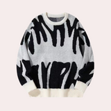 Aramis | Bredstrikket sweater med rund hals til mænd - Vintage Y2K Modern Design-Hvid-Aramis | Pull Ample Tricoté pour Hommes avec Col Rond – Design Vintage Y2K Moderne - €25-Bentzen Butik