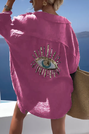 Caja | Evil Eye Perlen-Polo Button Down-Hellrosa-S-Becker Boutique