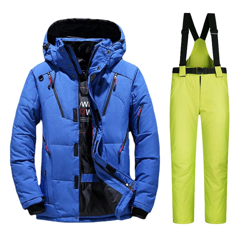 Cameron | Premium Herren Thermo Skianzug Set-Blau und Lindgrün-M-Becker Boutique