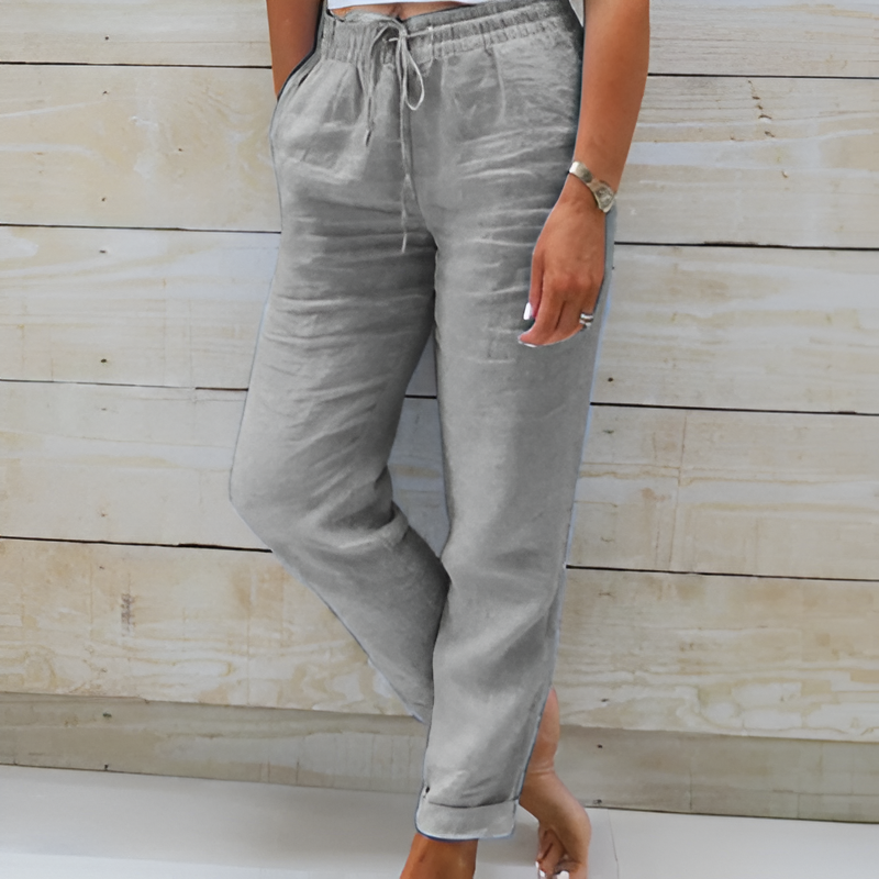 Cindy | Verstellbare Damenhose aus Baumwolle-Grau-S (36)-Becker Boutique