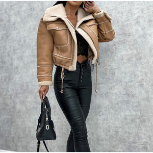 Clara | Pilotenjacke mit Fleece für Frauen-Khaki-S-Becker Boutique