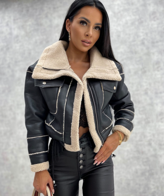 Clara | Pilotenjacke mit Fleece für Frauen-Schwarz-S-Becker Boutique