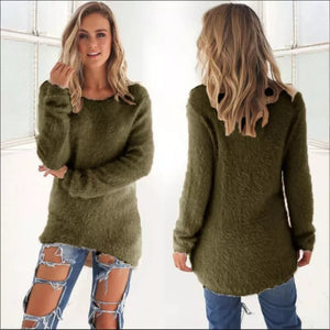 Claudie | Lässiger Longpulli mit O-Ausschnitt-Militärgrün-S-Becker Boutique