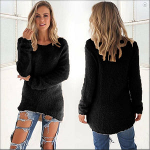 Claudie | Lässiger Longpulli mit O-Ausschnitt-Schwarz-S-Becker Boutique
