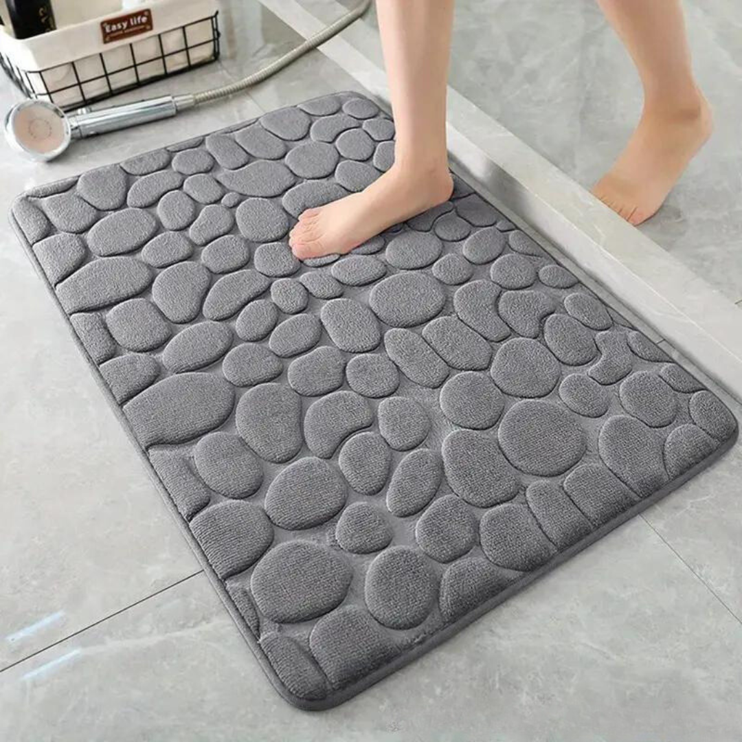 Cobble | Rutschfeste Luxus-Badematte aus Memory Foam-40x60 cm-Grau-Becker Boutique