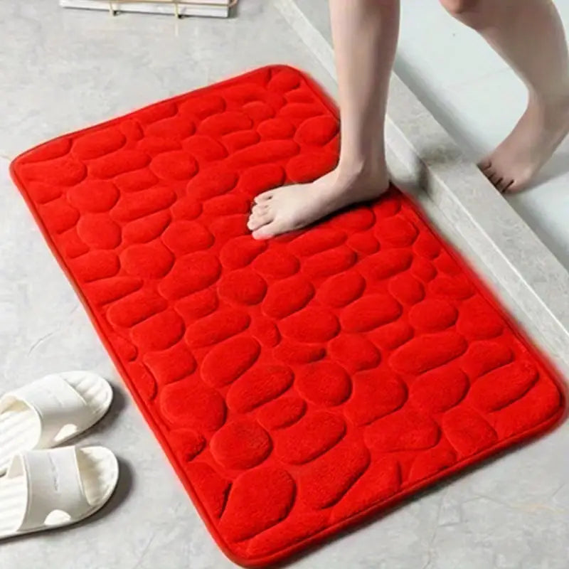 Cobble | Rutschfeste Luxus-Badematte aus Memory Foam-40x60 cm-Rot-Becker Boutique