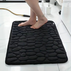 Cobble | Rutschfeste Luxus-Badematte aus Memory Foam-40x60 cm-Schwarz-Becker Boutique