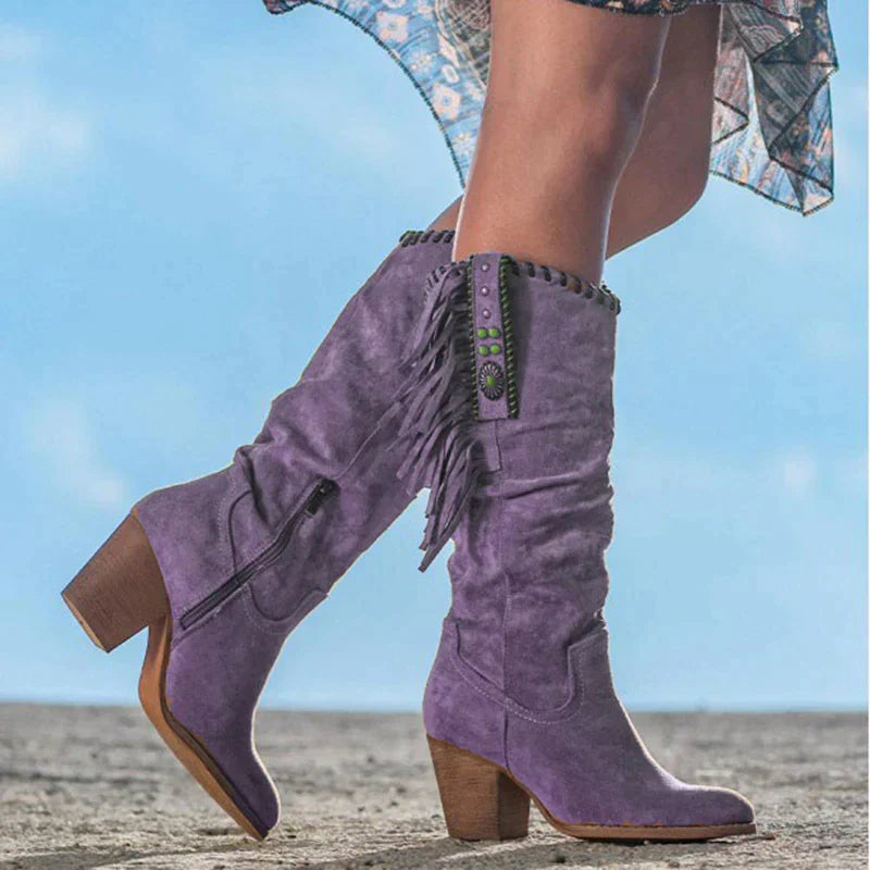 Cody | Cowboystiefel aus Wildleder für Frauen-Lila-34-Becker Boutique