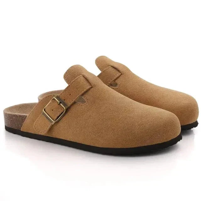 Leaf | Boston sandals made of suede with ergonomic footbed and cork sole
