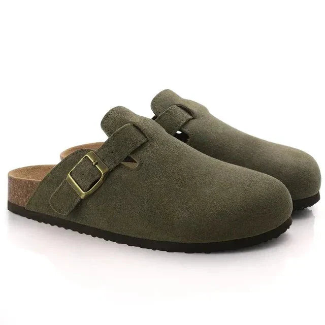Leaf | Boston sandals made of suede with ergonomic footbed and cork sole