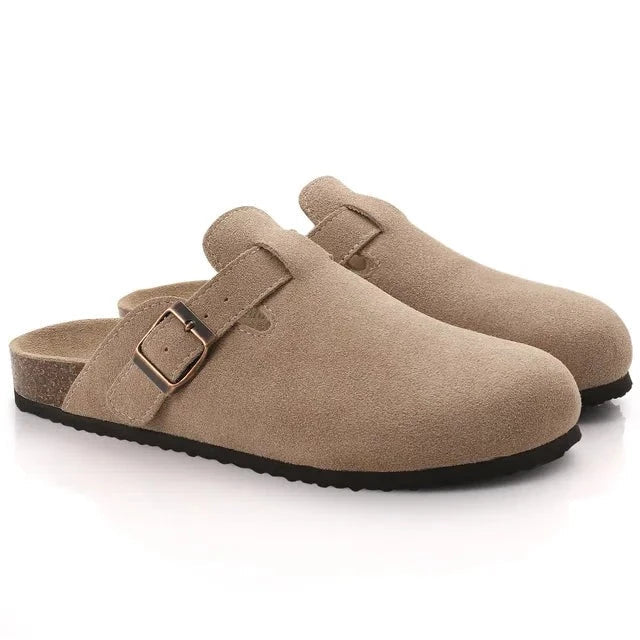 Leaf | Boston sandals made of suede with ergonomic footbed and cork sole