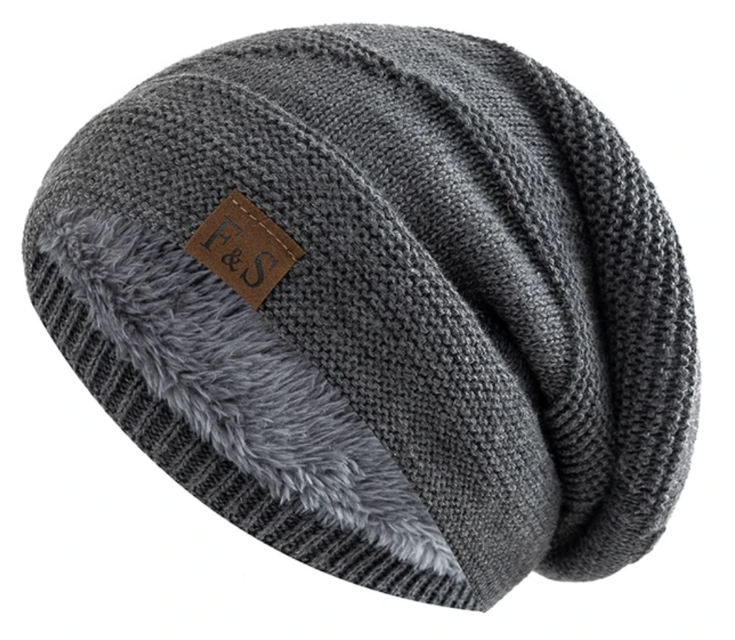 Coos | Pelzgefütterte Schlupfmütze für den Winter-Grau-56cm-58cm-Becker Boutique
