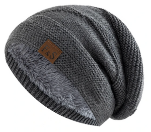 Coos | Pelzgefütterte Schlupfmütze für den Winter-Grau-56cm-58cm-Becker Boutique