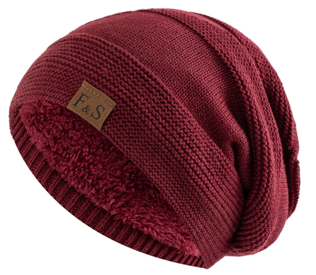 Coos | Pelzgefütterte Schlupfmütze für den Winter-Rot-56cm-58cm-Becker Boutique