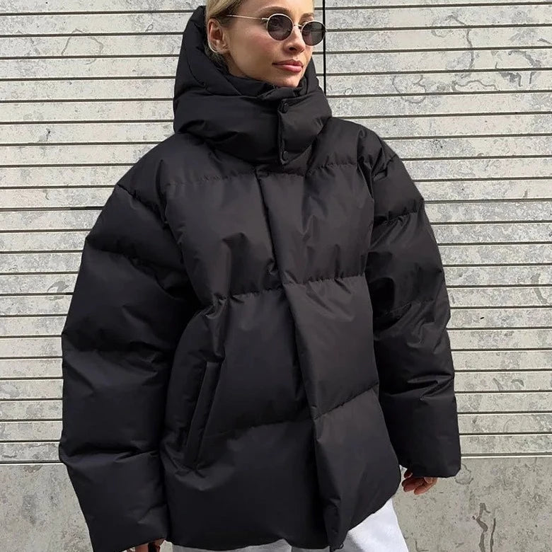 Craft | Monochromatische Damen Winterjacke mit Kapuze und Baumwollfüllung-Schwarz-S-Becker Boutique