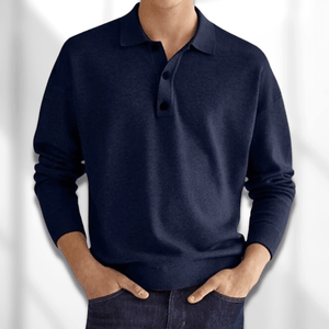 Dane | Essential Langarm-Polo für Männer-Dunkelblau-S-Becker Boutique