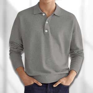 Dane | Essential Langarm-Polo für Männer-Grau-S-Becker Boutique