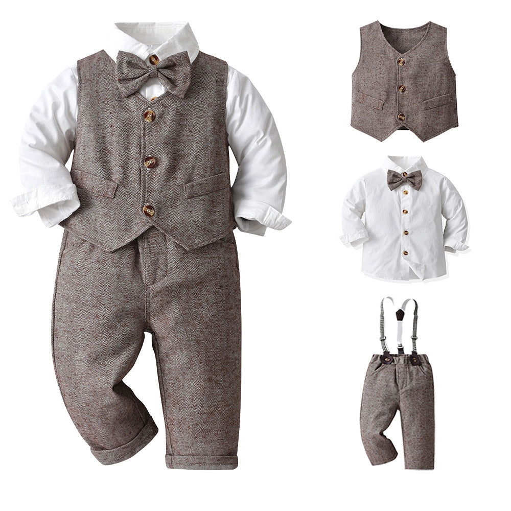 Boys Vest Suit Set | Suspenders Outfit