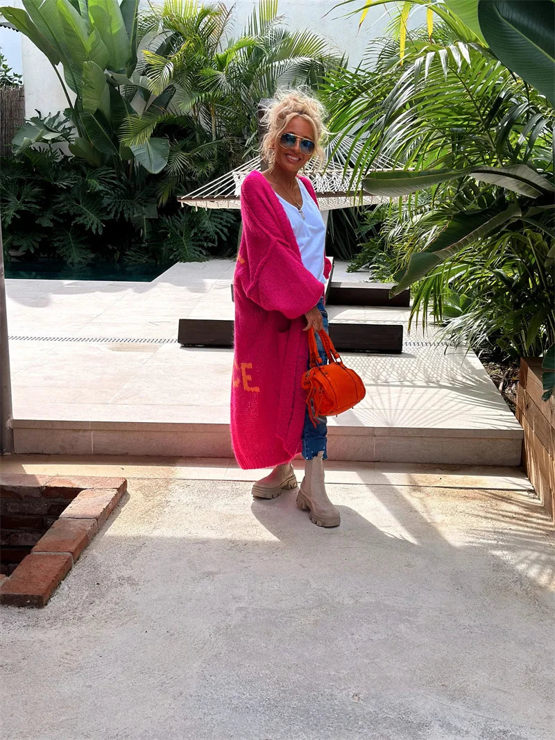 Daria | Hippie-Stil Lange Strickjacke-Becker Boutique