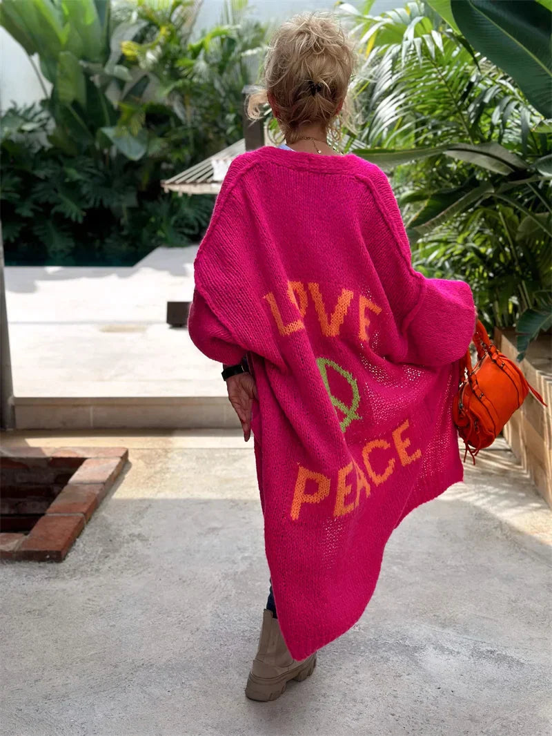 Daria | Hippie-Stil Lange Strickjacke-Becker Boutique