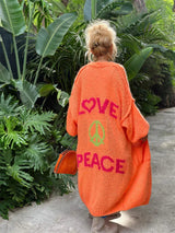 Daria | Hippie-Stil Lange Strickjacke-Orange-S/M-Becker Boutique