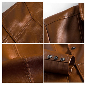 Davids | Retro braune Lederjacke mit Knopfverschluss-Becker Boutique