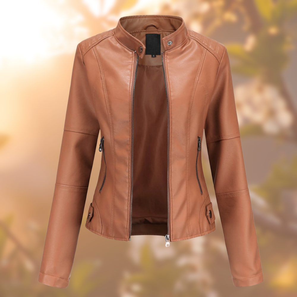 Aranka | Vegane Damen Lederjacke mit Stehkragen