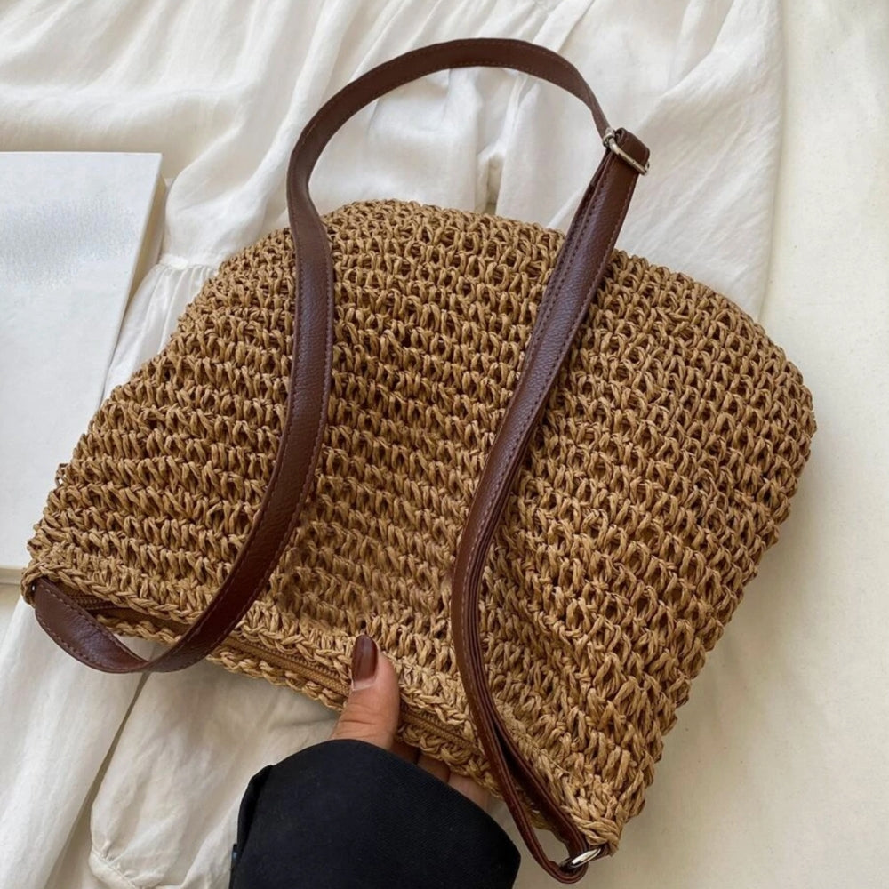 Sadie | Gewebte Tasche mit Lederriemen