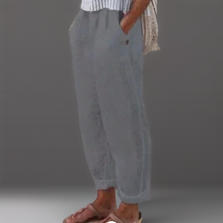Diana - Wiese hose aus Baumwolle-Grau-S-Becker Boutique