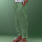 Diana - Wiese hose aus Baumwolle-Grün-S-Becker Boutique