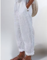 Diana - Wiese hose aus Baumwolle-Weiß-S-Becker Boutique