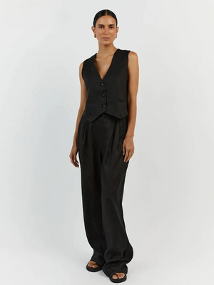 Dilara | 2-teiliges Set aus Leinen und Baumwolle - Ärmelloses Oberteil und Hose-Becker Boutique