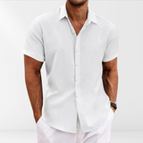 Dino | Klassisches Herren-Sommerhemd mit Knopfleiste und kurzen Ärmeln-Weiß-XS-Becker Boutique