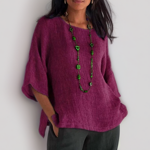 Dorte | 3/4-Ärmel-T-Shirt mit Rundhalsausschnitt-Lila-S-Becker Boutique