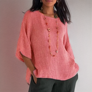 Dorte | 3/4-Ärmel-T-Shirt mit Rundhalsausschnitt-Rosa-S-Becker Boutique