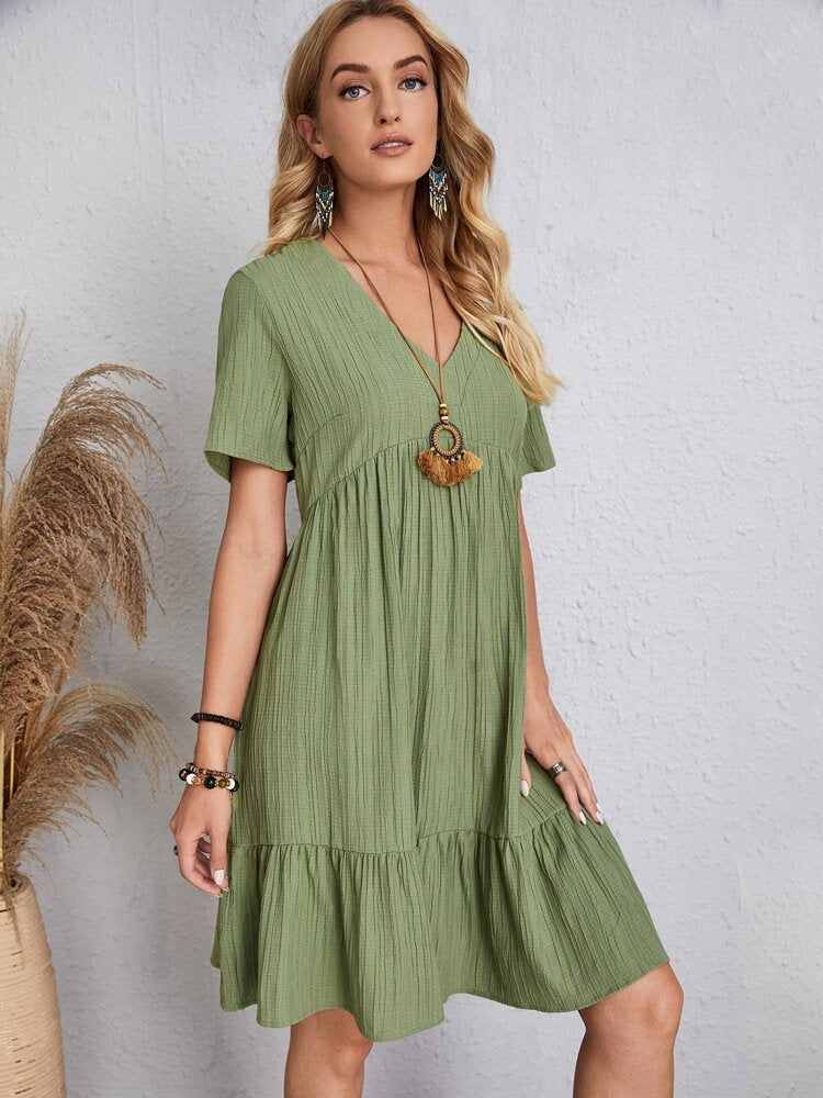 Drea | Retro lockeres Sommerkleid mit V-Ausschnitt-Becker Boutique
