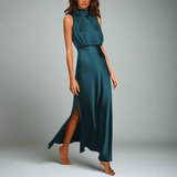 Elbertha | Elegante Seidenkleid für Frauen-Blau-S-Becker Boutique