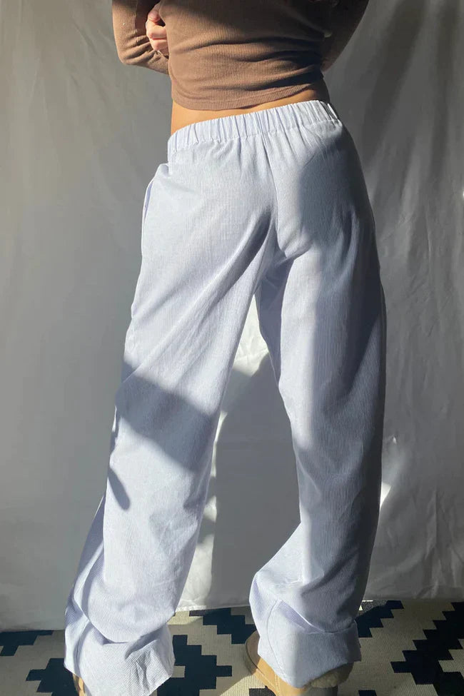 Elke | Loose fit Gestreift Elastisch Taille Hose-Becker Boutique