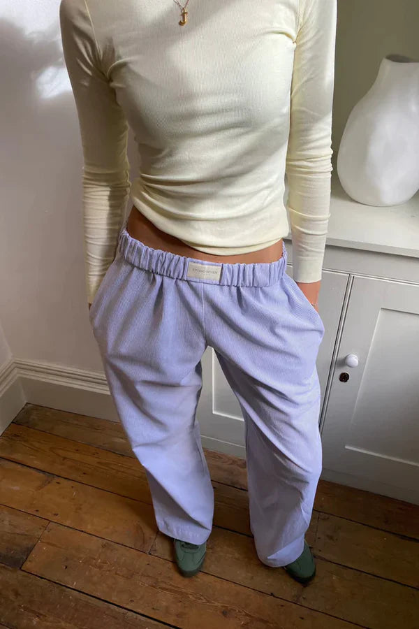 Elke | Loose fit Gestreift Elastisch Taille Hose-Lila-XS-Becker Boutique