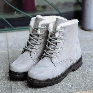 Elza | Rutschfeste Stiefel mit Fleecefutter und Schnürsenkeln-Grau-36-Becker Boutique