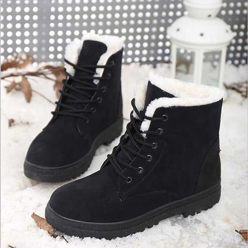 Elza | Rutschfeste Stiefel mit Fleecefutter und Schnürsenkeln-Schwarz-36-Becker Boutique