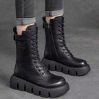 Emma | Mittelhoher Lederstiefel mit klobiger Sohle-Becker Boutique