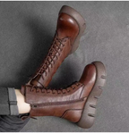 Emma | Mittelhoher Lederstiefel mit klobiger Sohle-Becker Boutique