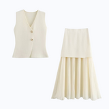 Claire | Women's ensemble: knitted vest and high-waisted long skirt