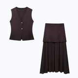 Claire | Women's ensemble: knitted vest and high-waisted long skirt