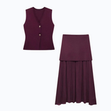 Claire | Women's ensemble: knitted vest and high-waisted long skirt