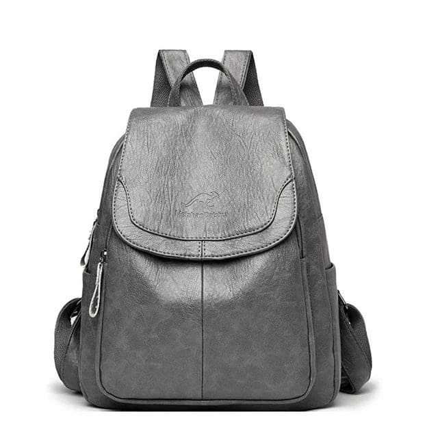 Flora | Lederrucksack mit viel Platz und Diebstahlschutz-Grau-Becker Boutique