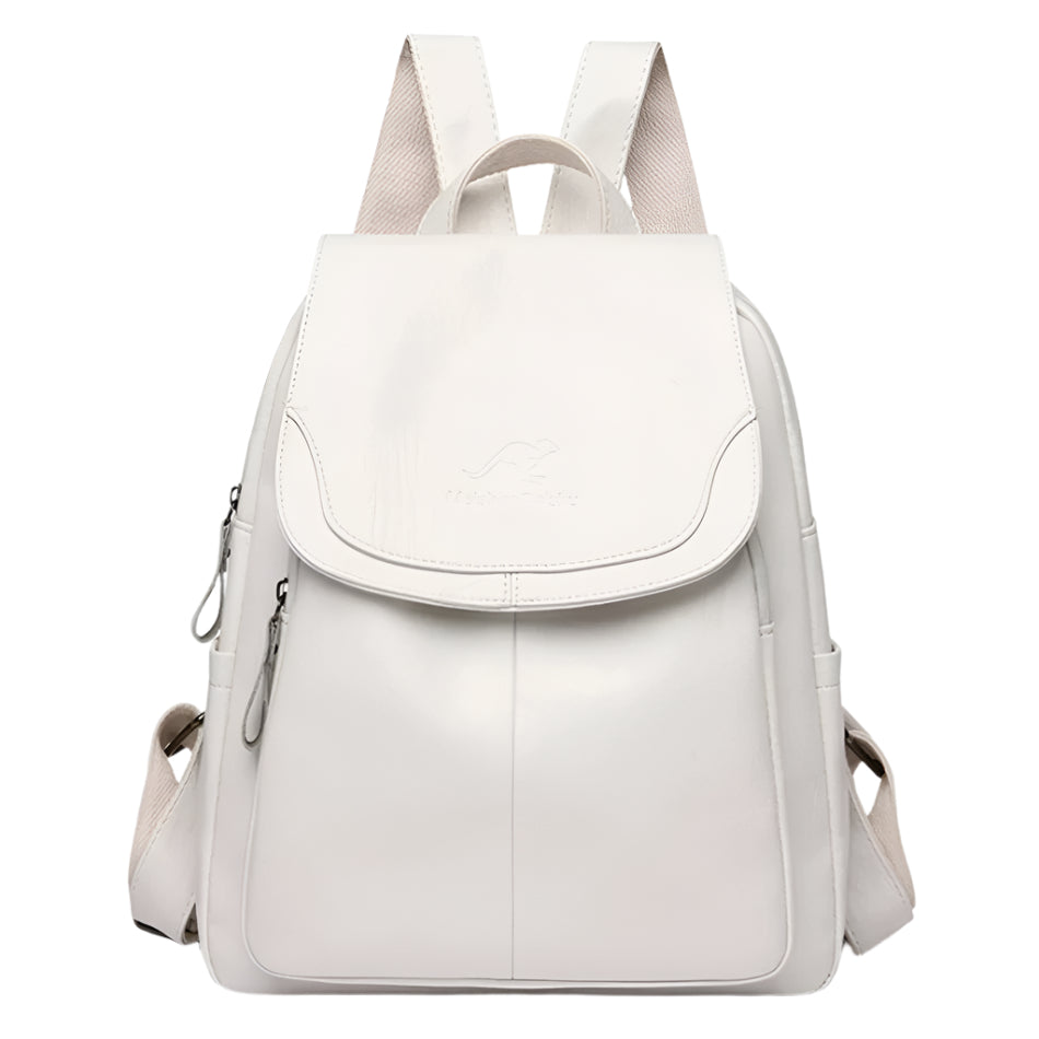 Flora | Lederrucksack mit viel Platz und Diebstahlschutz-Weiß-Becker Boutique