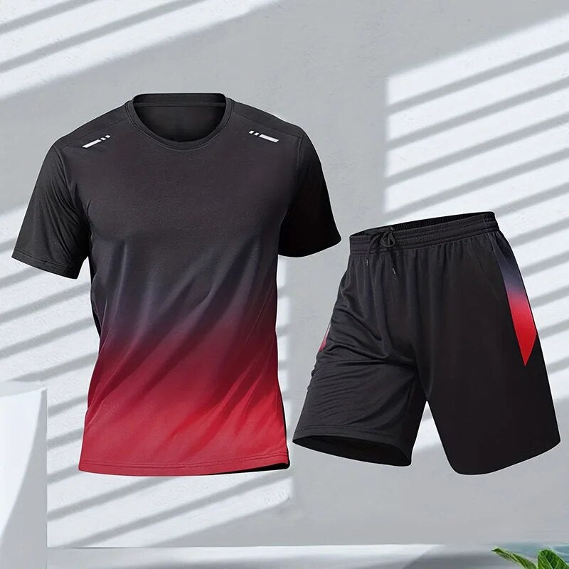 Florian | Zweiteiliges Sportbekleidungsset - Tshirt und Shorts-Rot-M-Becker Boutique